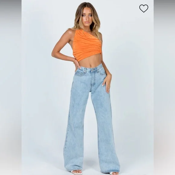 Lioness Orange One Sleeve Top Lioness Tops Lioness Orange One